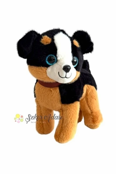 Şeker Adası Sevimli Ayakta Duran Havlayan Peluş Köpek 20 Cm Sesli Siyah Köpek - Resim 2