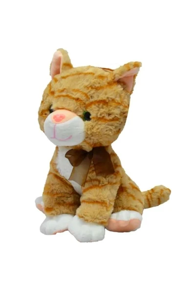 Şeker Adası Miyavlayan Tekir Peluş Sesli Kedi 28 Cm ( KEDİ SESİ ÇIKARAN ) Bal Rengi - 2