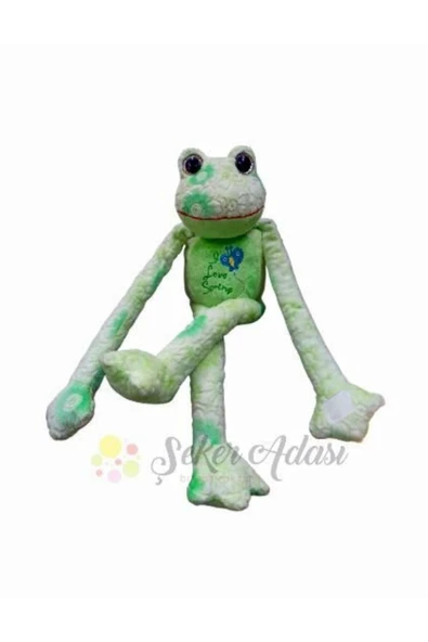 Şeker Adası Sevimli Yeşil Peluş Kurbağa 45 cm Froggie Büyük Boy Özel Kaliteli Kumaş - Resim 2