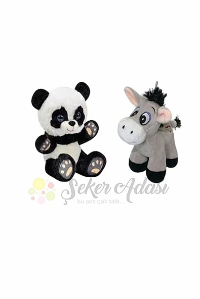 Şeker Adası Küçük Boy Peluş Panda-eşek 15 Cm Ikili Peluş Oyuncak ürün görseli