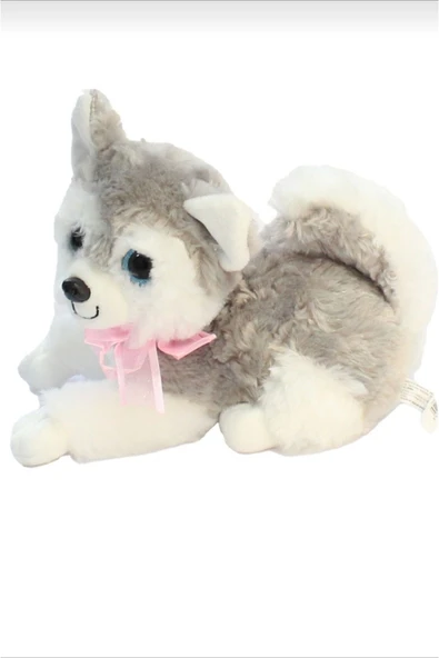 Şeker Adası Sevimli Havlayan Sesli Gri Köpek Peluş Oyuncak 30 Cm - Resim 2