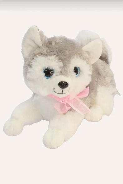 Şeker Adası Sevimli Havlayan Sesli Gri Köpek Peluş Oyuncak 30 Cm ürün görseli