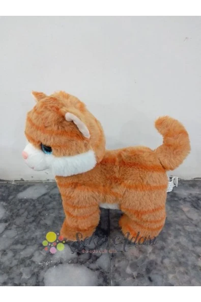 Şeker Adası Sevimli Ayakta Duran Miyavlayan Peluş Kedi 20 Cm Sesli Kedi Oyuncak 4 - Resim 2