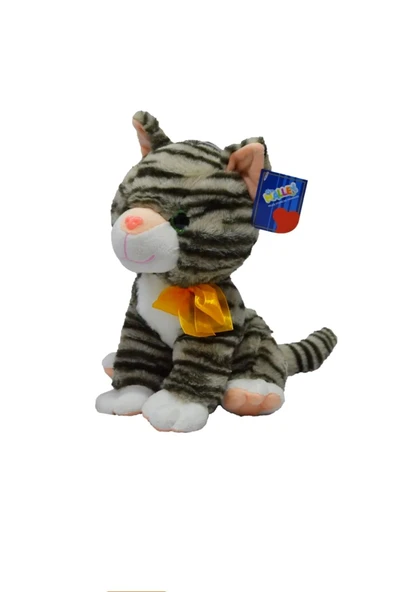 Şeker Adası Miyavlayan Tekir Peluş Sesli Kedi 28 Cm ( KEDİ SESİ ÇIKARAN ) Gri Siyah - 2