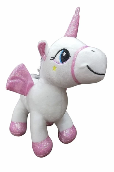 Şeker Adası Kanatlı Boynuzlu Unicorn Pony At Peluş Oyuncak 20cm - Resim 2