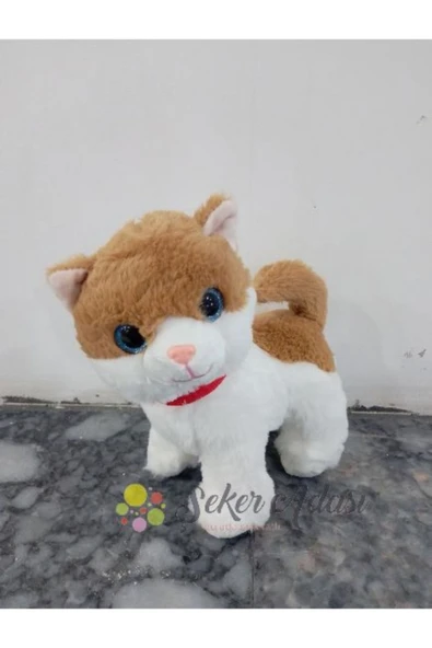 Şeker Adası Sevimli Ayakta Duran Miyavlayan Peluş Kedi 20 Cm Sesli Kedi Oyuncak 5