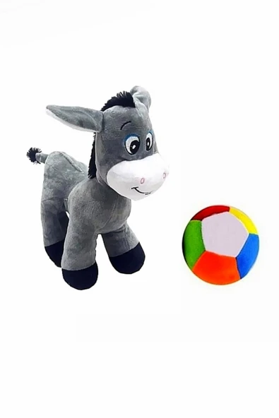 Şeker Adası Peluş Eşek 25 cm ve Peluş Top - 2 Ürün 1 Arada Oyuncak - 1