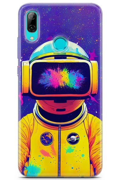 Uvilda Huawei Y7 Prime 2019 Uyumlu Renkler 4 Renkli Tasarım Sarı Astronot - 1