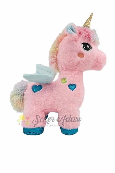 Şeker Adası Kanatlı Kalpli Unicorn At 35 Cm Oyuncak Pembe Peluş Pony At Uyku Ve Oyun Arkadaşı Mama ürün görseli