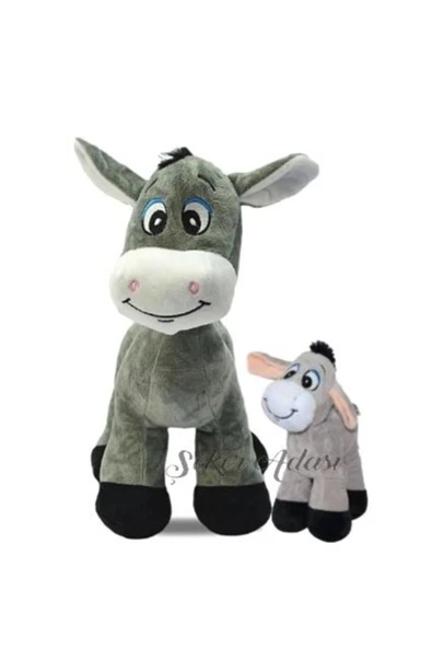 Şeker Adası Oyuncak Peluş Yavrulu İkili Eşek 28 cm ve Sıpa 15 cm ürün görseli 1