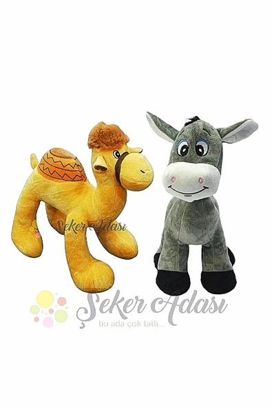 Şeker Adası Peluş Eşek ve Peluş Deve 2 li Oyuncak Oyun ve Uyku Arkadaşı ürün görseli