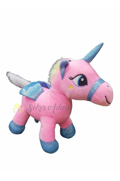 Şeker Adası Sevimli 2 Li Kanatlı Boynuzlu Peluş Unicorn Pony At Oyuncak 20 Cm - 2
