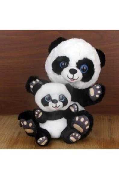 Şeker Adası Sevimli Panda 28 Cm Ve Afacan Panda 15 Cm Peluş - Hediye Seti