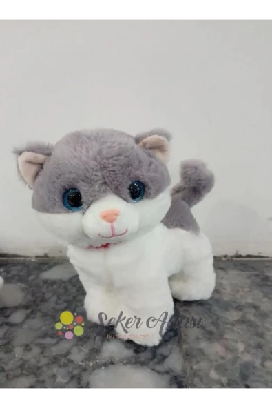 Şeker Adası Sevimli Ayakta Duran Miyavlayan Peluş Kedi 20 Cm Sesli Kedi Oyuncak 2 - 2