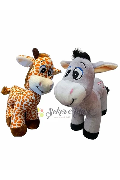 Şeker Adası Oyuncak Ikili 28 Cm Sevimli Peluş Eşek Ve Peluş Zürafa Zuzu - Uyku Ve Oyun Arkadaşı Hediyelik ürün görseli