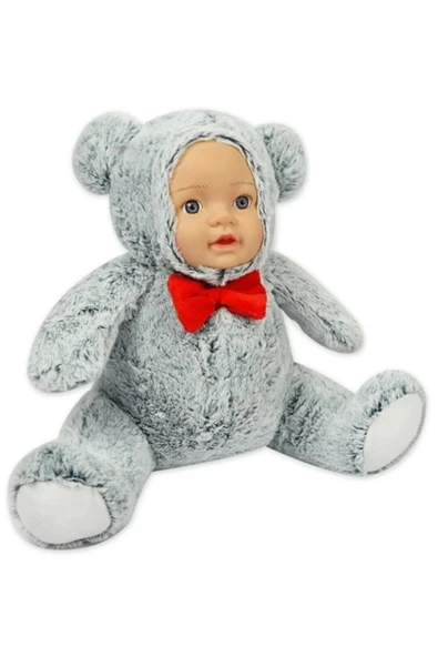Şeker Adası Halley Sevimli Gerçek Bebek Yüzlü Gri Ayı 30 Cm ürün görseli
