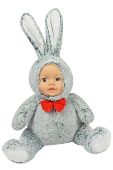 Şeker Adası Halley Sevimli Gerçek Bebek Yüzlü Gri Tavşan 30 Cm