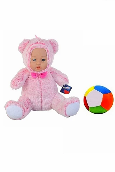 Şeker Adası Peluş Bebek Yüzlü Ayı 30 cm ve Peluş Top - 2 Ürün 1 Arada Oyuncak - 1