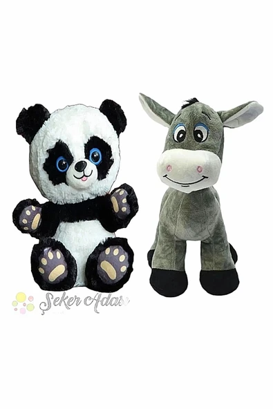 Şeker Adası Kaliteli Peluş Panda Ayı Ve Peluş Eşek Oyun Ve Uyku Arkadaşı ürün görseli 1