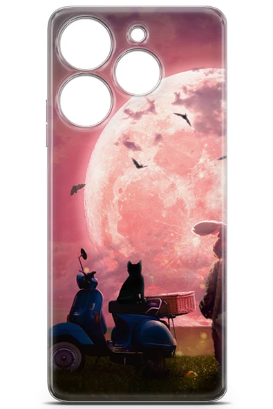 Uvilda Tecno Spark 10 Pro Uyumlu Otomoto 22 Darbe Önleyici Tavşan Pembe Ay - 2