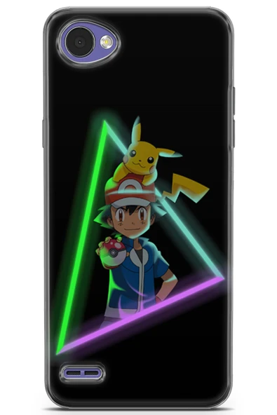 Uvilda Lg Q6 Uyumlu Pokemon 26 Uv Tasarım Ash Ketchum Neon - 1