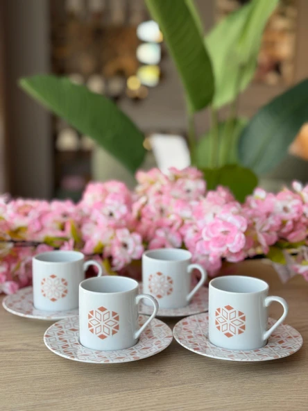 Porland Tamina Desen3 8 Parça 4 Kişilik Kahve Fincanı 90cc