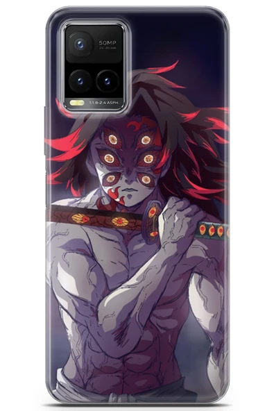 Uvilda Vivo Y21 Uyumlu Manga 34 Baskılı Telefon Kabı Kokushibo Kimetsu Demon