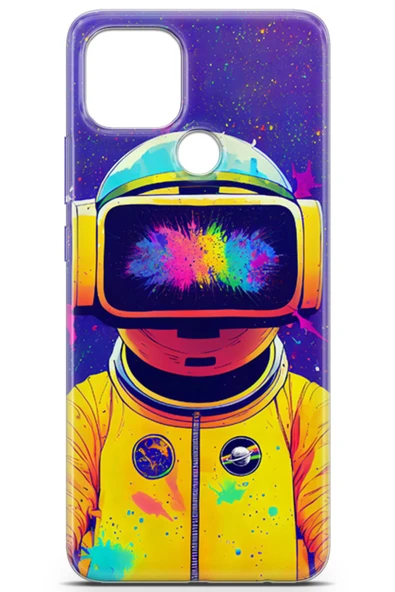 Uvilda Oppo A15 Uyumlu Renkler 4 Hd Tasarım Sarı Astronot - 2