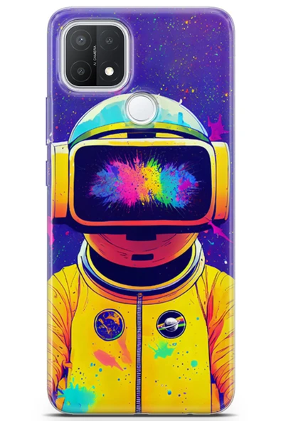 Uvilda Oppo A15 Uyumlu Renkler 4 Hd Tasarım Sarı Astronot