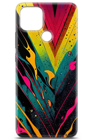 Uvilda Oppo A15 Uyumlu Renkler 17 Renkli Tasarım Soyut Renk Sarı - 2