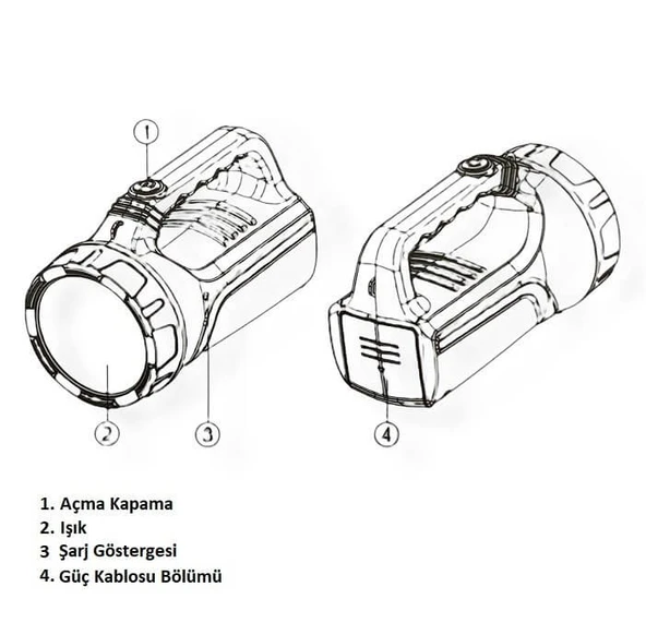 CATA CT-9952 Şarjlı Gemici Güçlü Led Işık Kamp Lambası Power Led El Feneri - 6