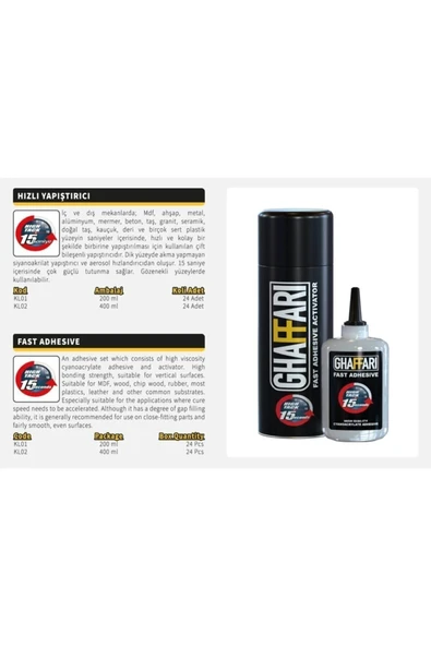 Ghaffari Ghaffarı Hızlı Yapıştırıcı 400 Ml + 75 Gr - Hızlı Yapıştırıcı - Resim 2