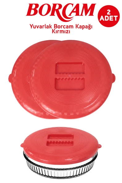 İronika Plastik Yuvarlak Borcam Kapağı Kırmızı 2 Adet