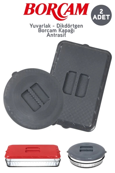 İronika Plastik Dikdörtgen Yuvarlak Borcam Kapağı Antrasit 2 Adet