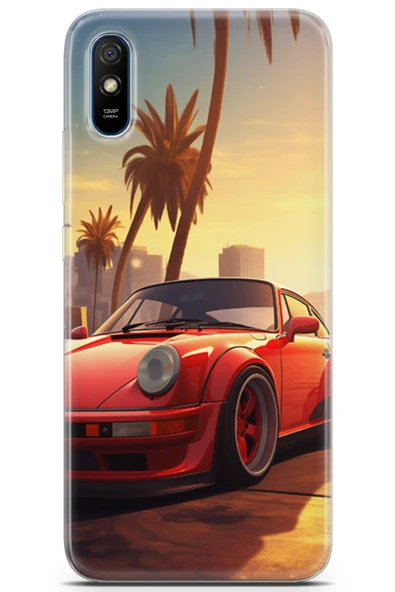 Uvilda Xiaomi Redmi 9a Uyumlu Otomoto 1 Arka Kapak Kırmızı Porsche