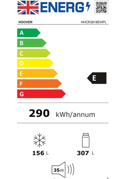 Hoover HHCR3818EWPL Gardırop Tipi No Frost Buzdolabı - 7
