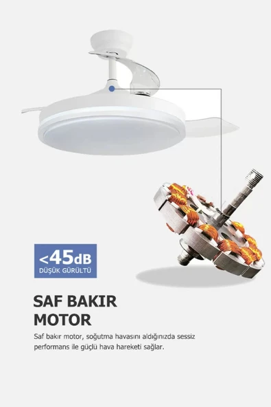 Dlc Espero 25W Bakır Motor Led Beyaz Tavan Vantilatörü 106cm - 3