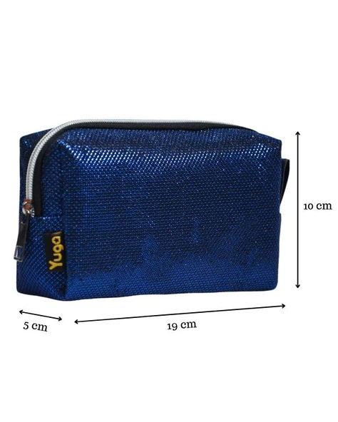 Yuga Makyaj Çantası Simli Hologramlı Lacivert - 3