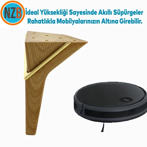 Mobilya Oturma Grubu Kanepe Sehpa Ünite Koltuk Ayağı Baza Ayakları 16 cm Açık Ceviz Gold (4 Adet) - Resim 3