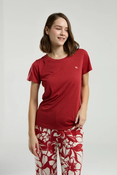 Arnetta Kadın Bisiklet Yaka Kısa Kollu Kapri Pijama Takım - 4