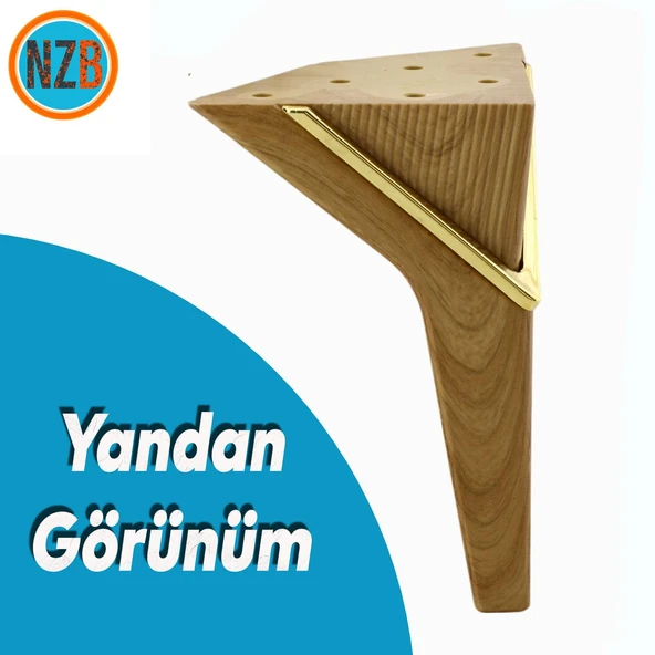 Mobilya Oturma Grubu Kanepe Sehpa Ünite Koltuk Ayağı Baza Ayakları 16 cm Açık Ceviz Gold (4 Adet) - Resim 4