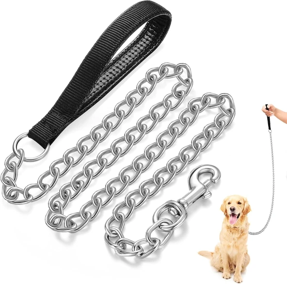 Köpek tasması metal zincir 120 cm 4mm - 1
