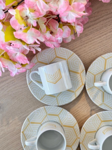 Porland Tamina Desen6 8 Parça 4 Kişilik Kahve Fincanı 90cc - 3