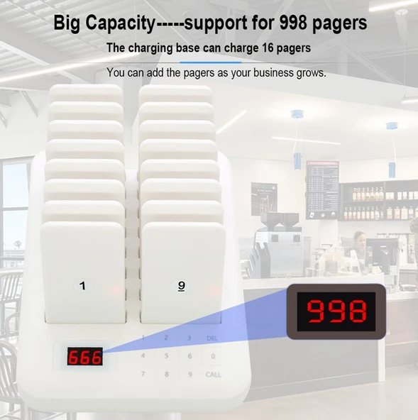 Refox CTP-302-W Titreşimli Sesli 300m 16lı Kablosuz Müşteri Çağrı Zili - 3