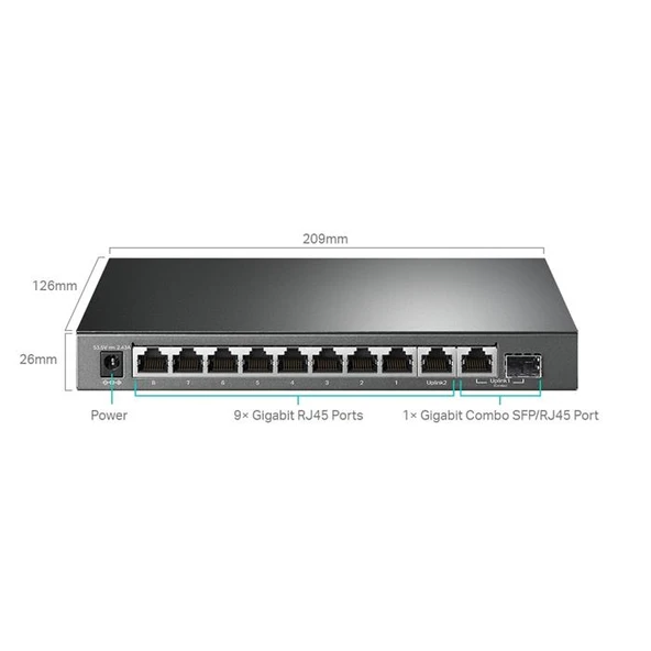TP-Link TL-SG1210MPE 10 Port 10/100/100 Mbps Gigabit Switch - 3