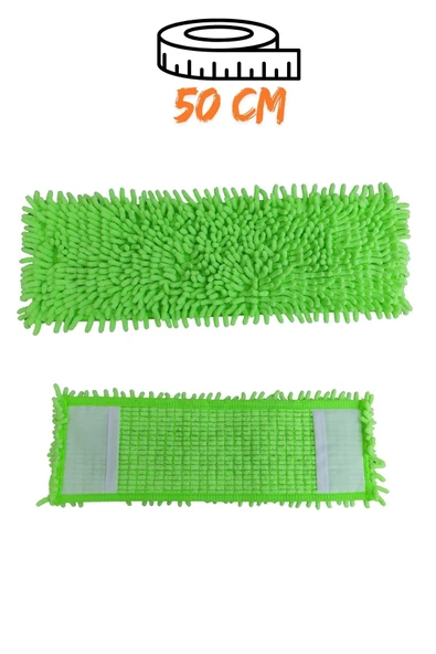 Mikrofiber Makarna Mop Ucu - Paspas Yedek Başlık Yeşil 50 cm