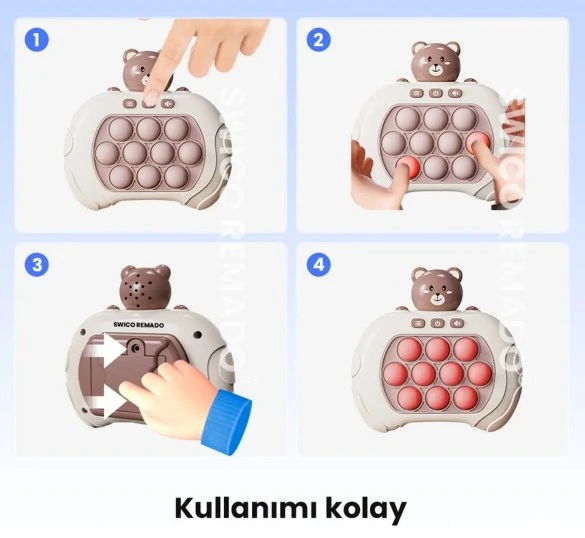 Popit Makinesi Işıklı Oyun Fast Push Pilli Fidget Kabarcık - Astronot Space - 4