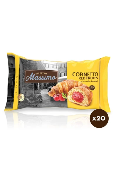 MASSİMO 45 GR KIRMIZI MEYVELİ KURUVASAN 20 AD.  (CORNETTO RED FRUITS)