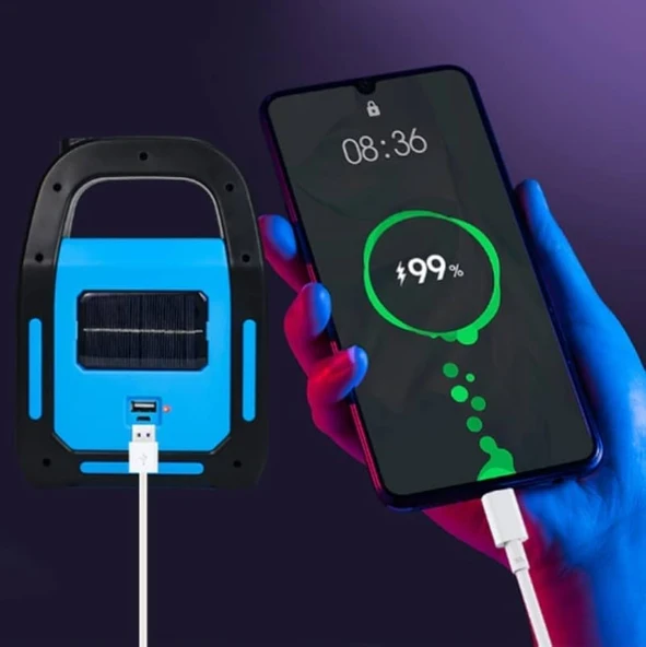 CATA CT-9955 Hazar güneş enerjili LED El Fener şarjlı USB ışıklı lamba - 5