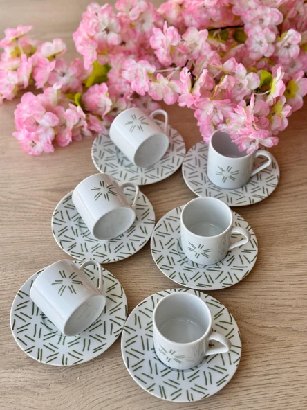 Porland Tamina Desen2 6 Kişilik 12 Parça Kahve Fincan Takımı 90cc - 3